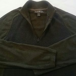 Eddie Bauer Men Size Large Zip Up Pullover Sweater